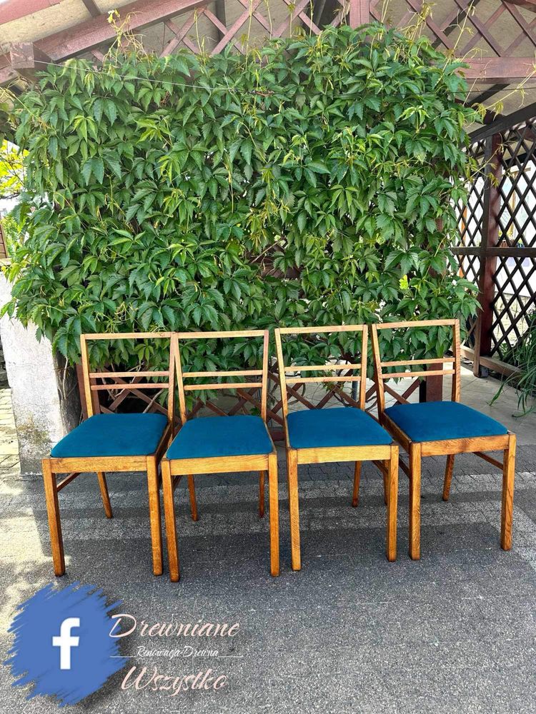 Krzesła PRL po renowacji vintage loft 4szt komplet