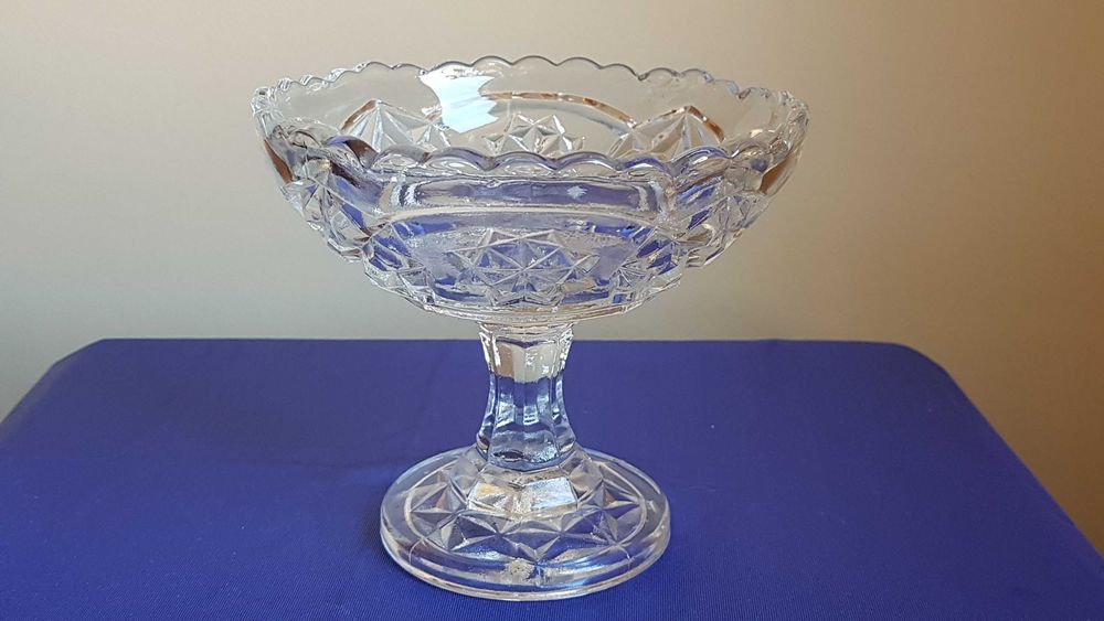 Cukiernica, owocarka - szkło prasowane. Hortensja