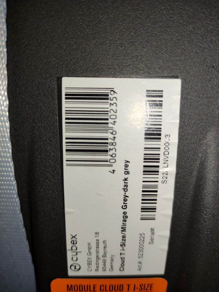Fotelik Cybex Cloud T i-Size Mirage Grey + adaptery