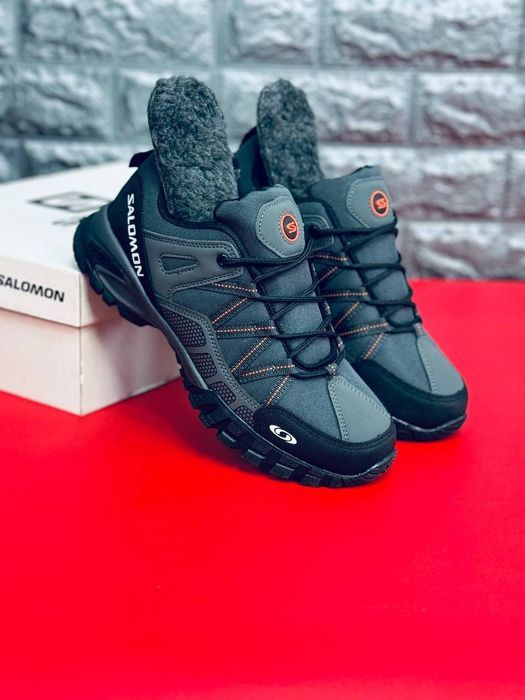 Мужские кроссовки Salomon Серые зимние термо кроссовки Саломон