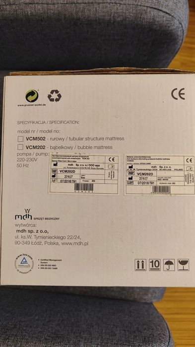Materac przeciwodleżynowy Vitea Care VCM202, NOWY, NIEUŻYWANY.
