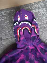 Bape shark double hoddie purple