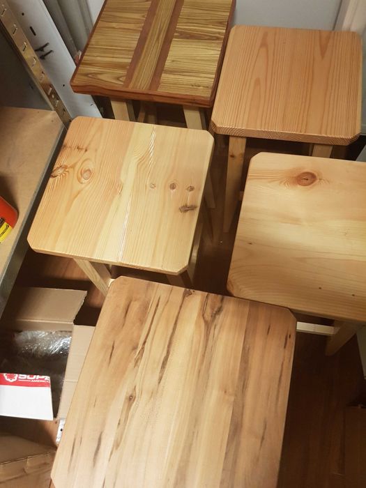 Stołek Taboret solidny ręcznie robiony sosnowy 28x28x47