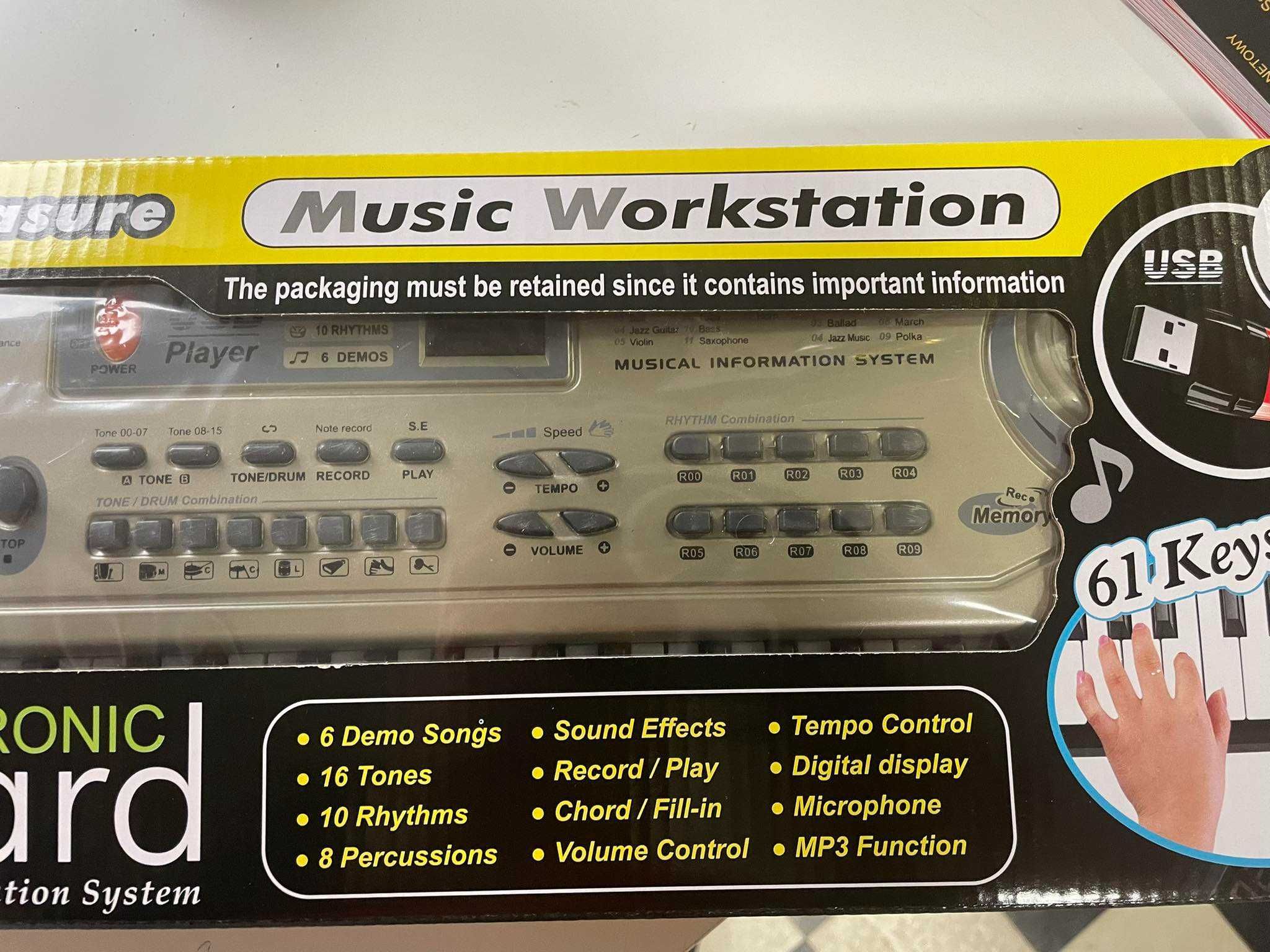 Beżowy Keyboard dla dzieci 5+ Mikrofon + Nagrywanie + USB MP3