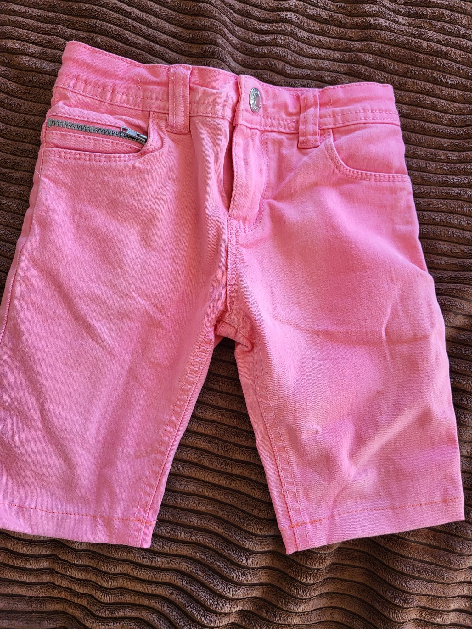 Spodnie krótkie jeans rozowe 104