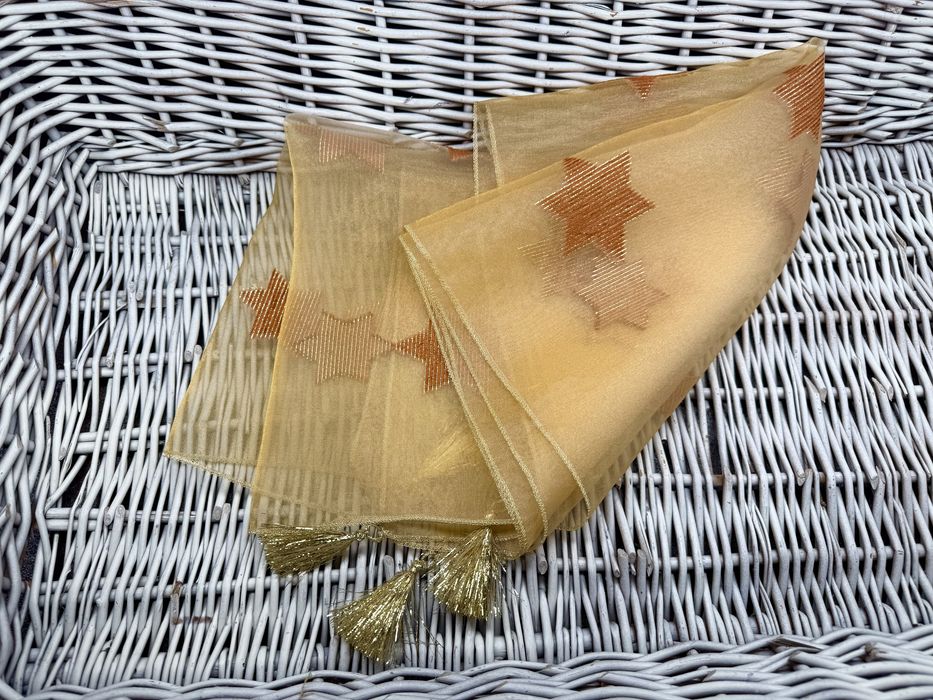 Świąteczny bieżnik obrus dekoracyjny Złota Organza