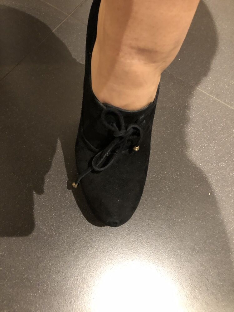 Buty guess koturny botki półbuty sexi skóra 38 brąz i czerń zamsz