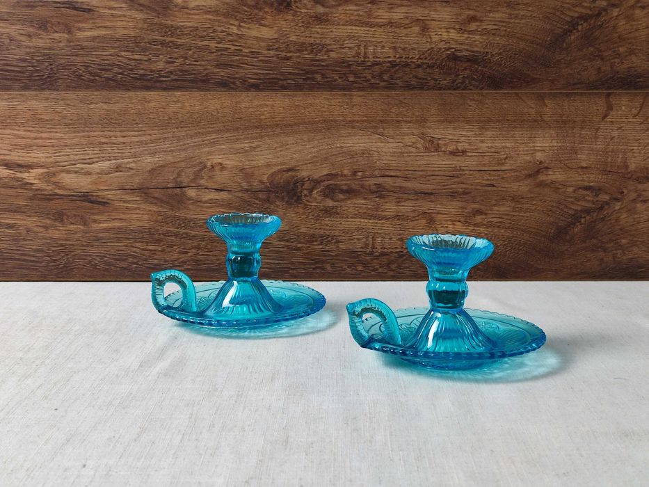 Kaganki , świeczniki HSG Ząbkowice - 406 - turkusowe -Szkło manganowe