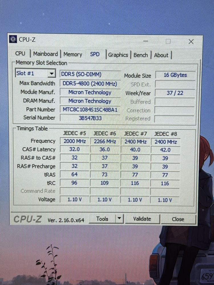 Оперативна памʼять Micron DDR5-4800 16GB (SO-DIMM) (для ноутбука)