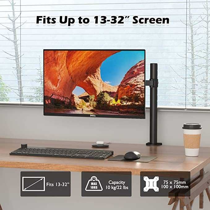 Uchwyt na 1 monitor czarny uniwersalny