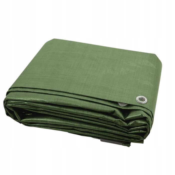 2x 3x4 Plandeka Mocna ZIELONA Mrozoodporna oczkowana zakute rogi  90g