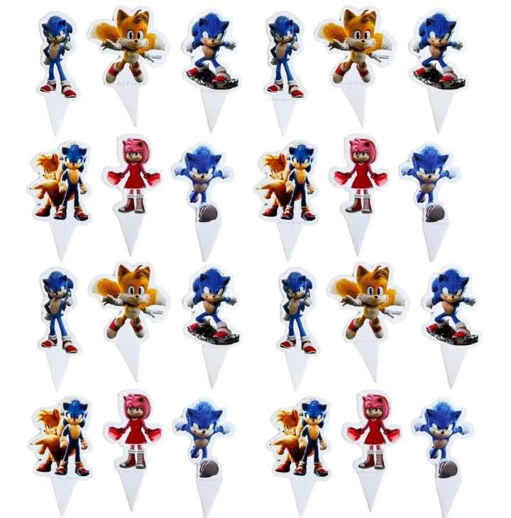 Toppery na tort babeczki Sonic the Hedgehog Knuckles Tails Shadow