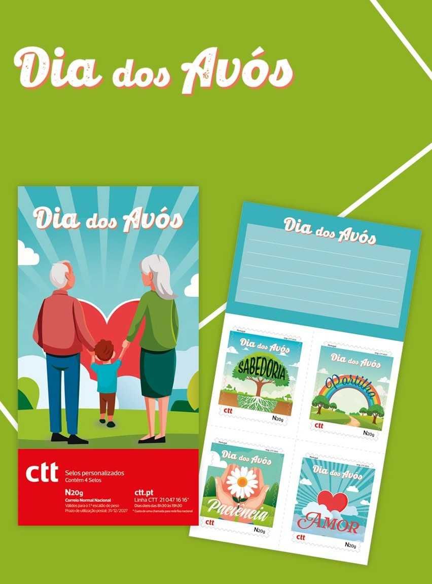DIA dos AVÓS - booklet CTT 4 selos auto adesivos - 2025