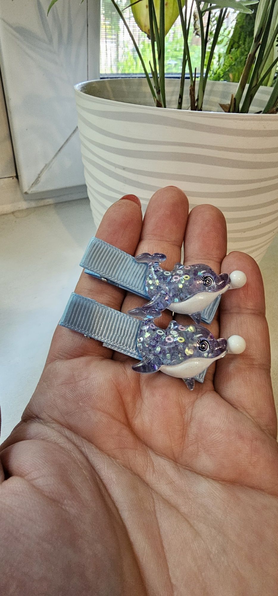 2szt spinki do włosów delfiny handmade
