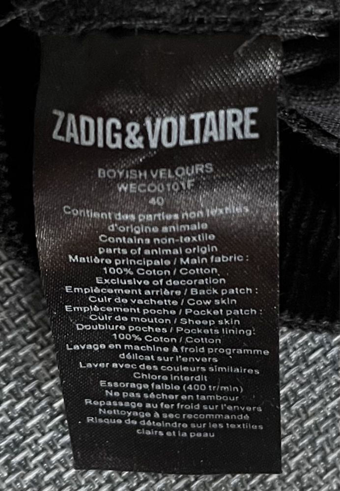 Zadig voltaire spodnie boyish VELOURS weco0101F