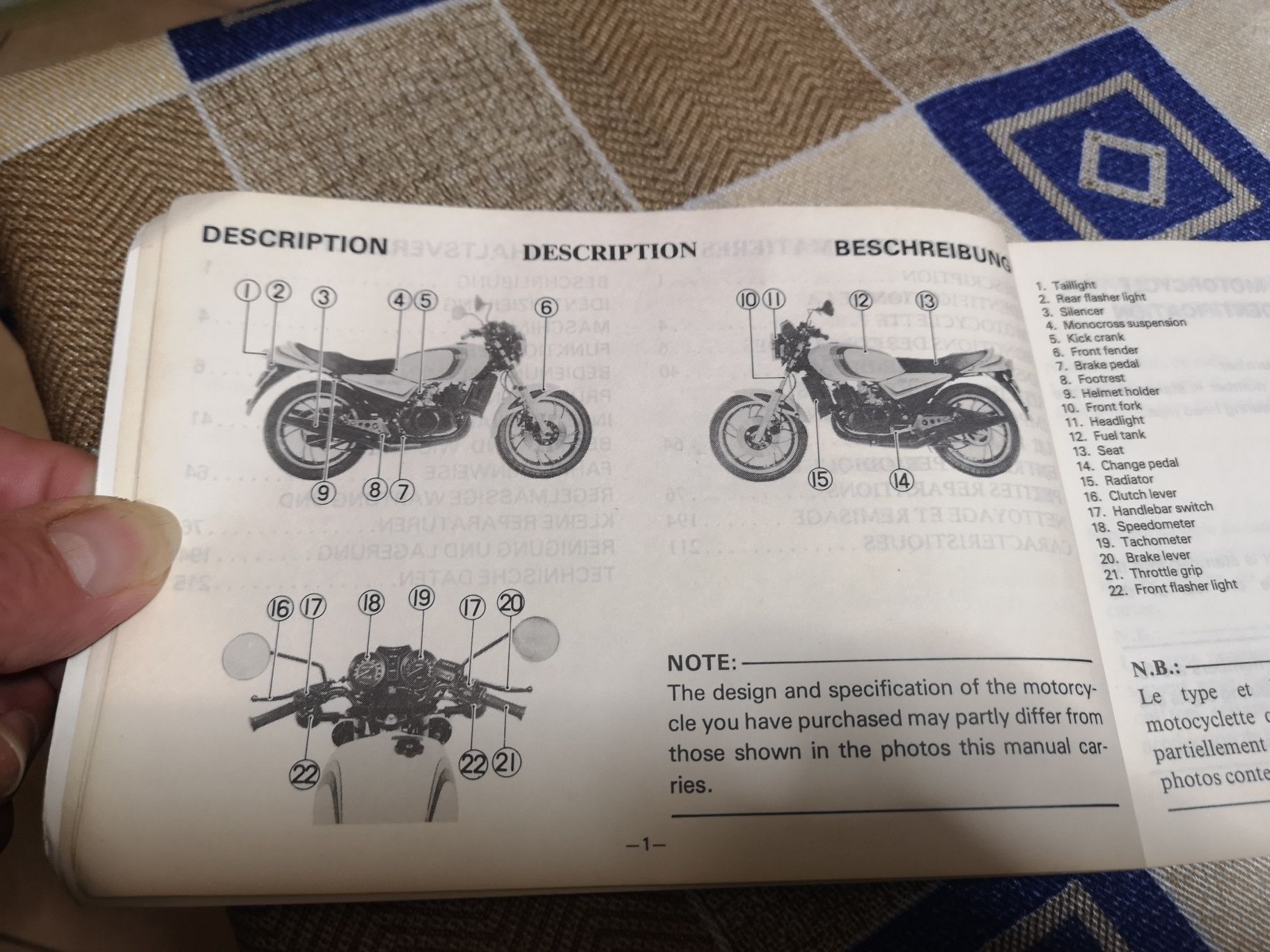 Livro de instruções da Yamaha RD 250 e 350