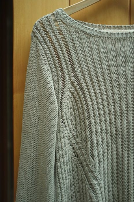 dziergana beżowa lejąca bluzka crochet H&M ażurowa sweterek lekki