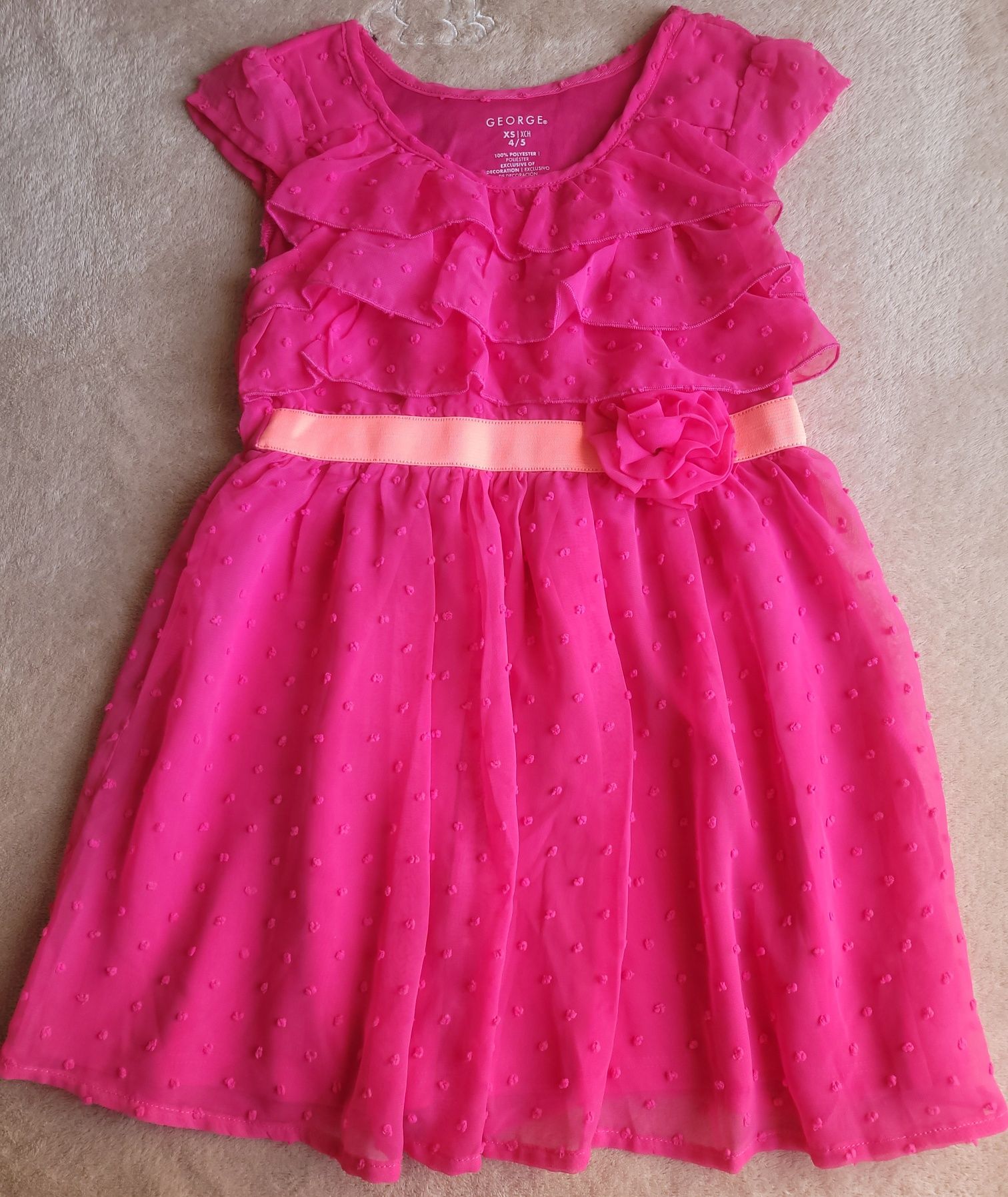 Нарядное летнее платье George (Джордж), р. XS (4-5 лет), ярко розовое