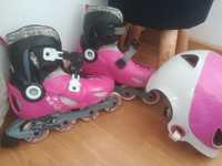 Patins em linha Oxelo 34-36 e capacete