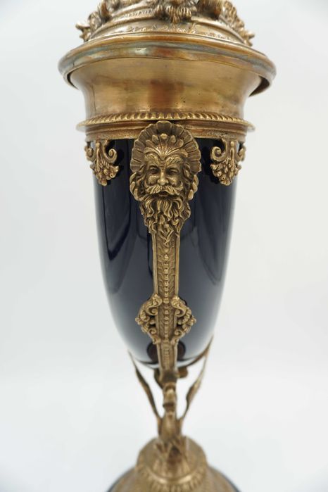 KOBALTOWY róg obfitości brąz z porcelaną dobrobyt szczęście