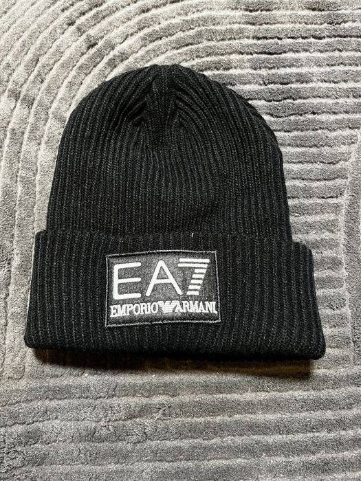 Emporio Armani EA7 – Czapka Beanie, czarna, Nowa z Metką