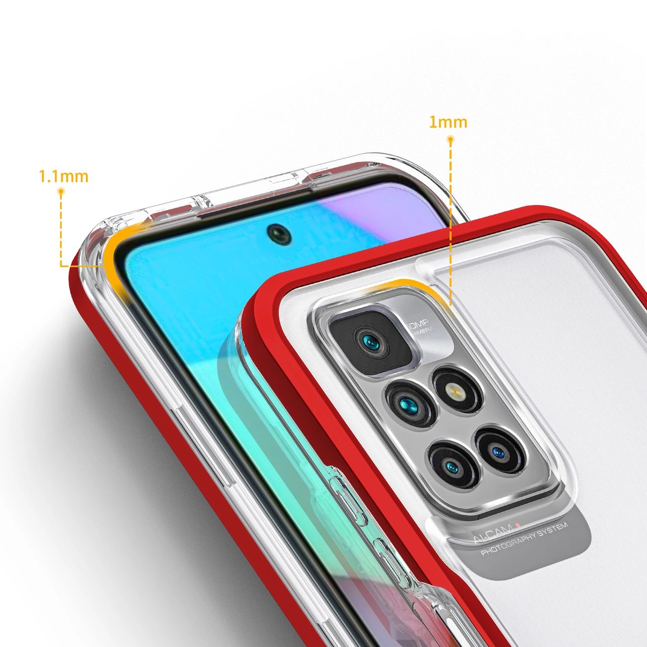 Clear 3In1 Etui Do Xiaomi Redmi 10 Żelowy Pokrowiec Z Ramką Czerwony