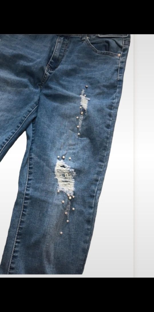 Spodnie jeans cekiny cyrkonie dżety 40 L goodies