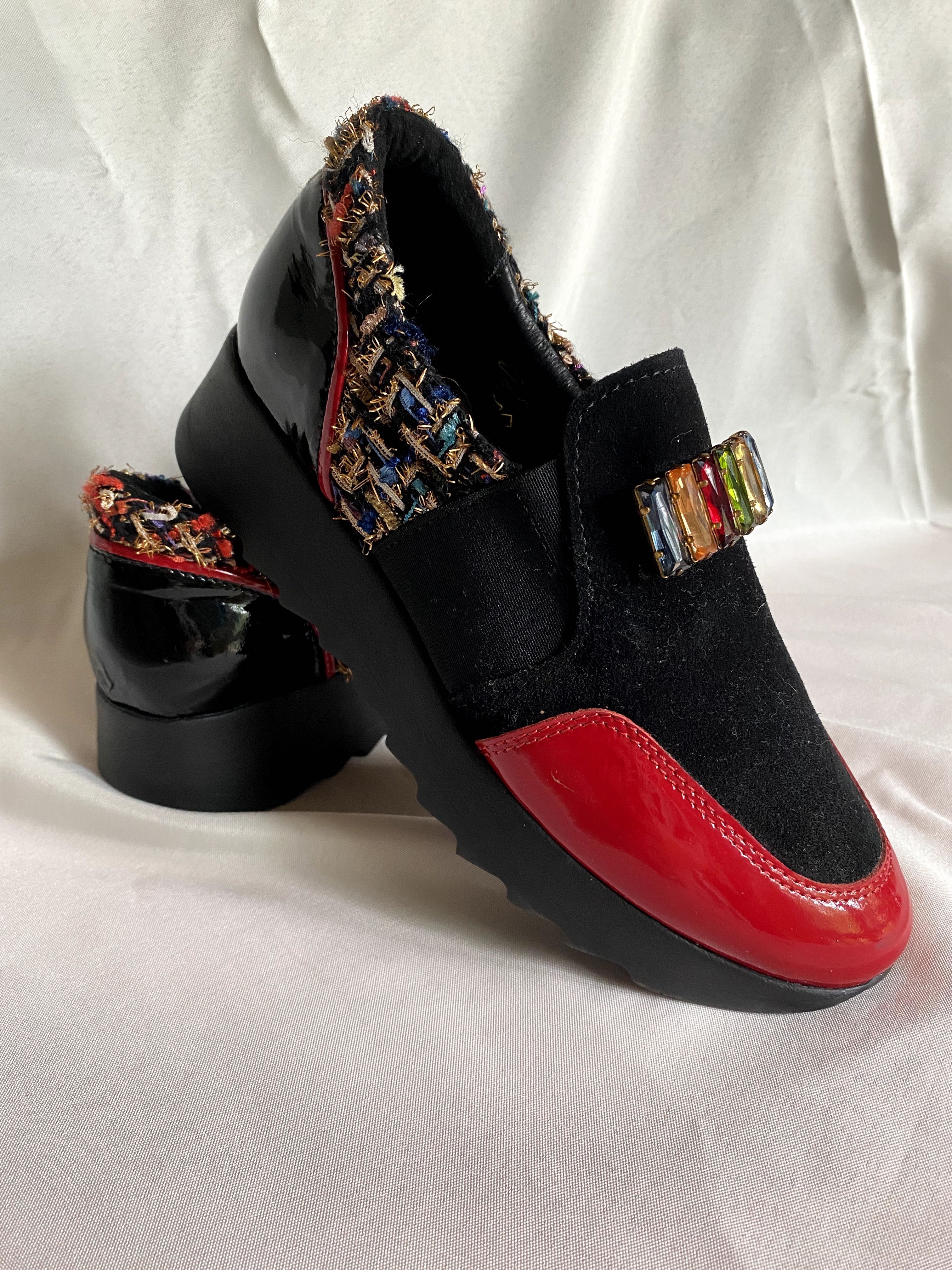 Sapatos de Senhora Dona V vermelho e preto