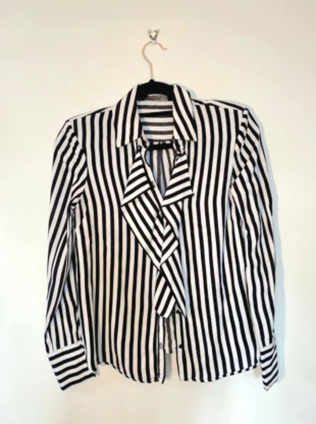 Zara Nowa elegancka Koszula biała w czarne paski rozm. 34 _ XS