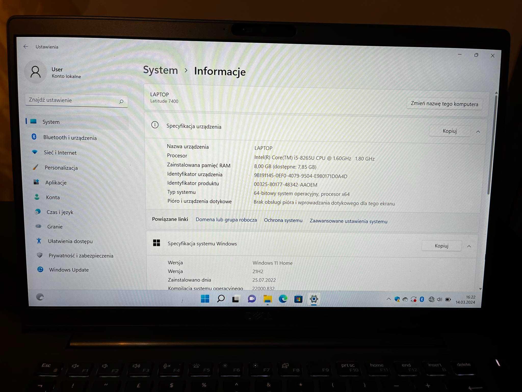 Dell Latitude 7400 i5 256GB