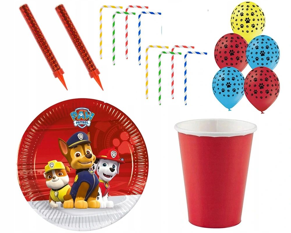 zestaw talerzyki kubeczki paw psi patrol urodziny