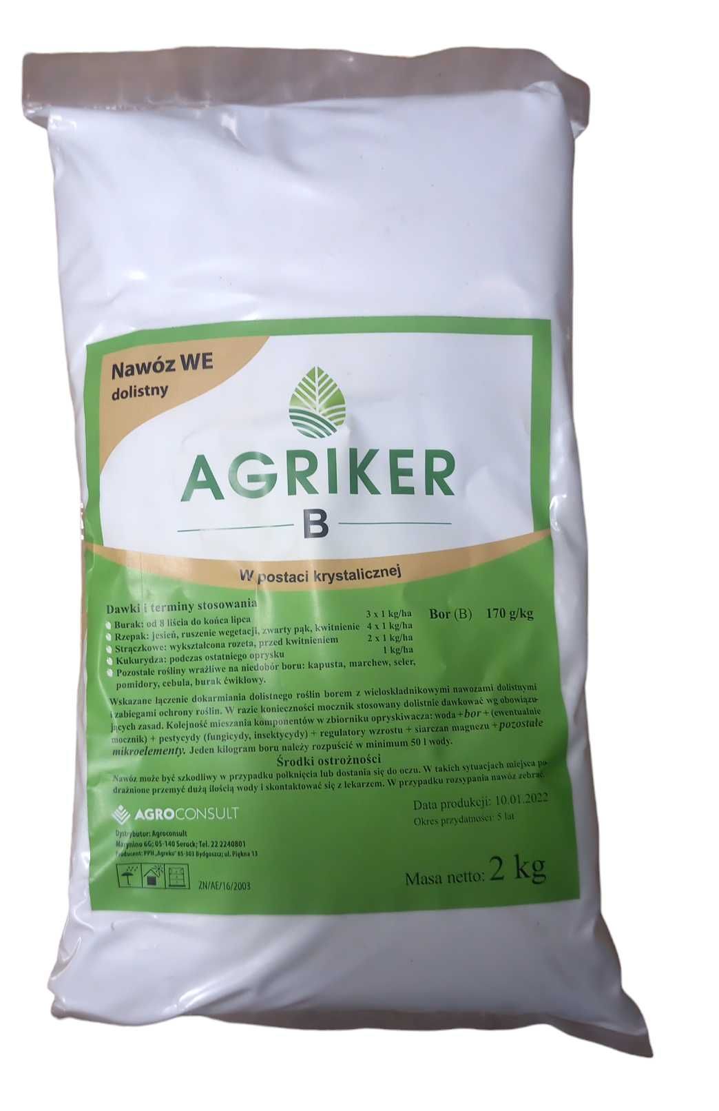 Agriker B, Bor, nawóz dolistny BOR opakowanie 2 kg na 2 ha