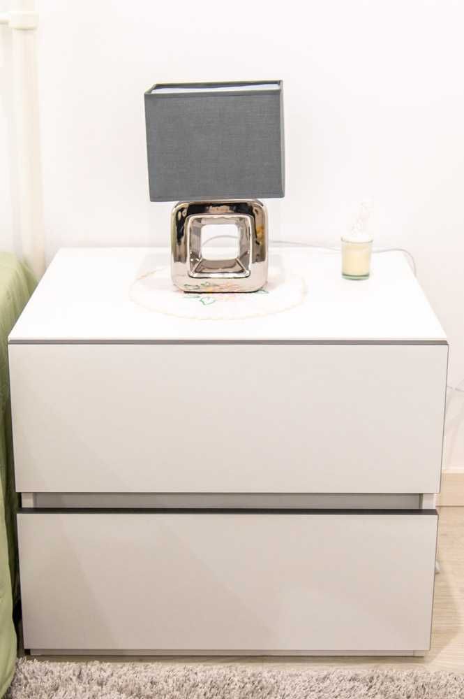 quarto casal cama de ferro  branco com 6 Peças