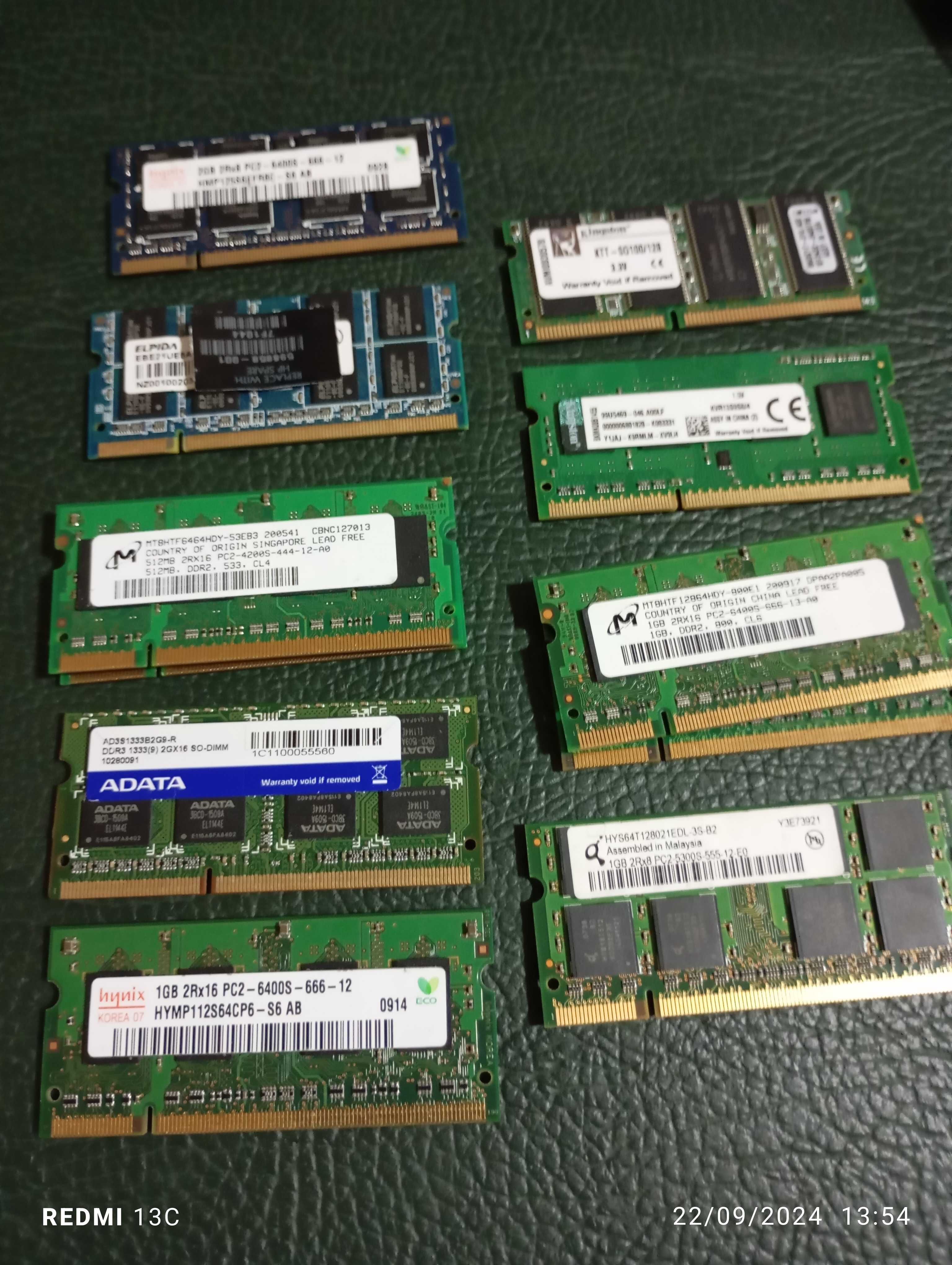 Memórias Ram So-dimm 128, 512, 1. 2, 4 GB