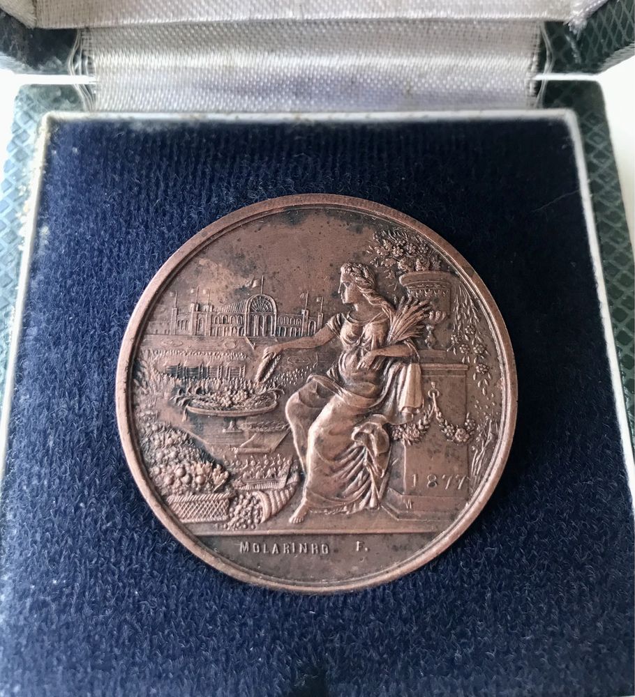 Medalha em Bronze Palácio de Crystal 1877 de Molarinho em estojo