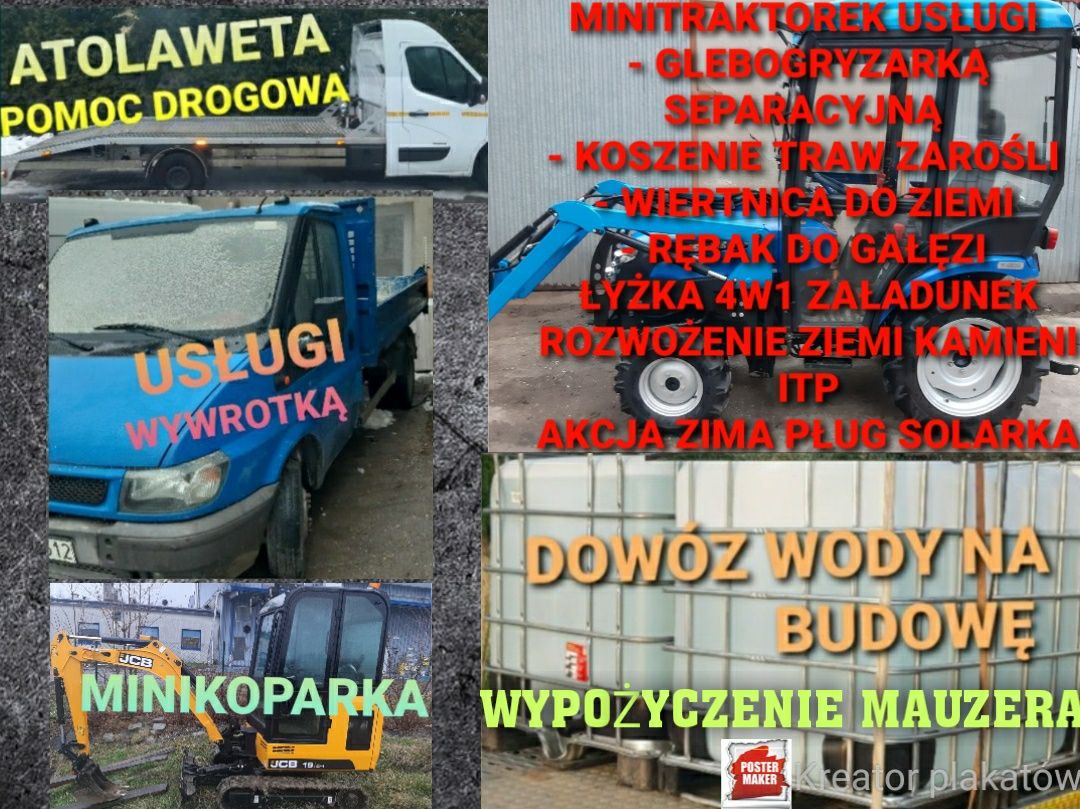 usługi wywrotką woże beton mokry usługi minikoparką autolaweta pomoc