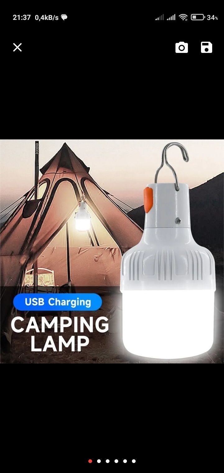 Lampka akumulatorowa idealna do namiotu itp.