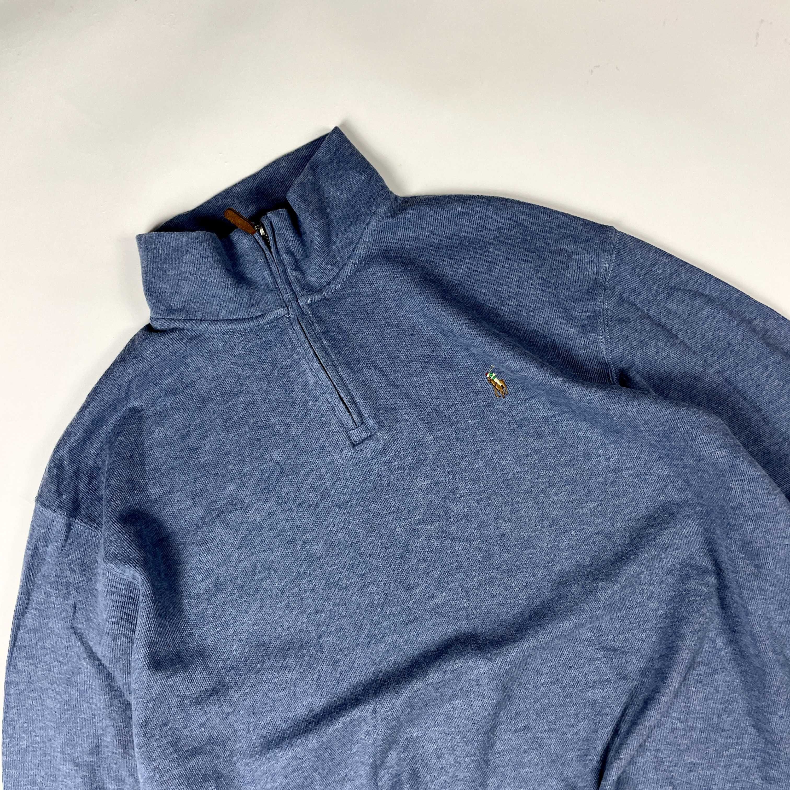Ralph Lauren niebieski elegancki zip sweter turtleneck 90s 80s y2k