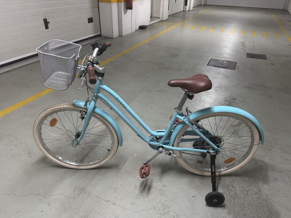 Bicicleta menina Elops roda 24 com cesta