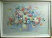 obraz kwiaty martwa natura - reprodukcja 110 x 79 cm