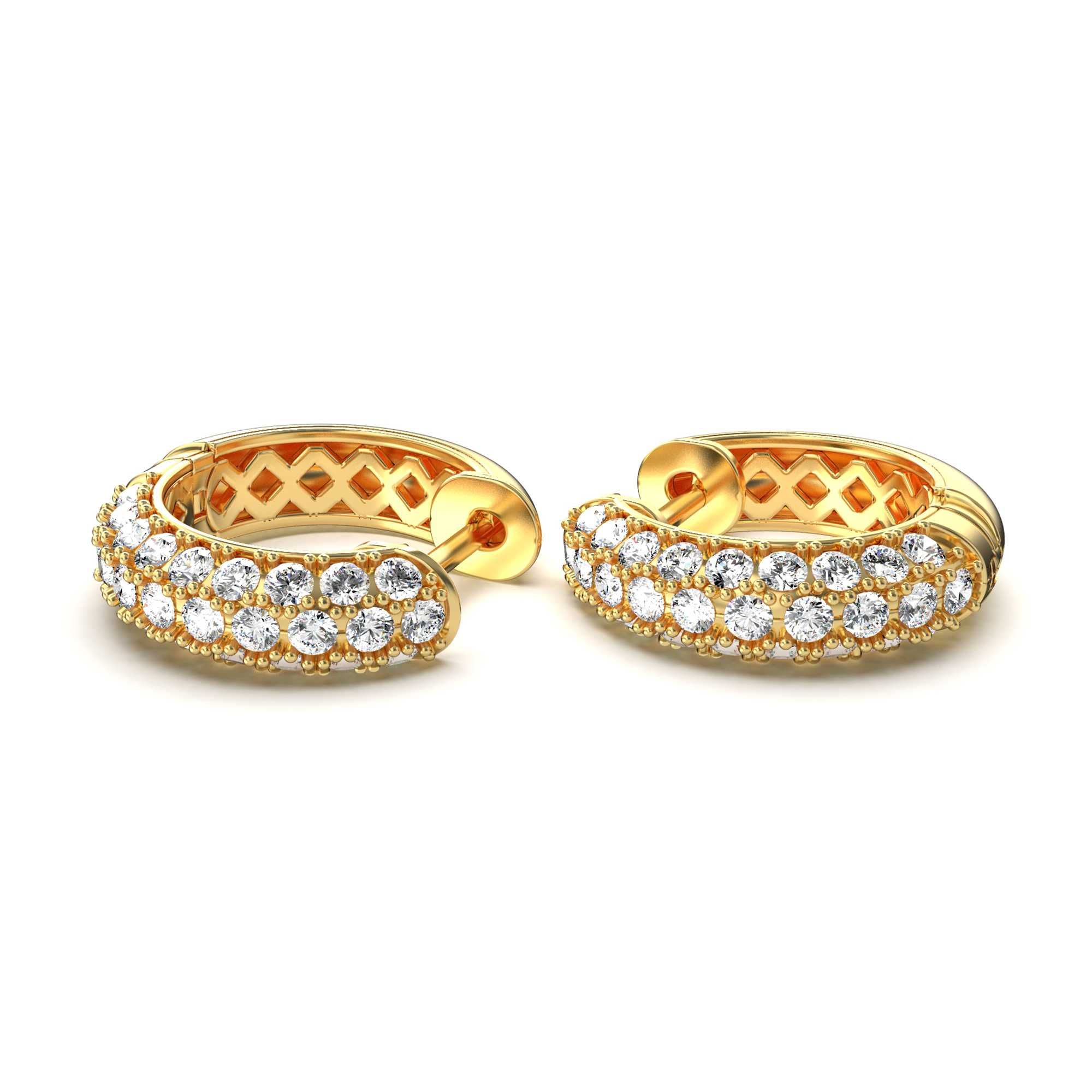 Женские золотые серьги кольца с бриллиантами 0,84 карат. Желтое золото