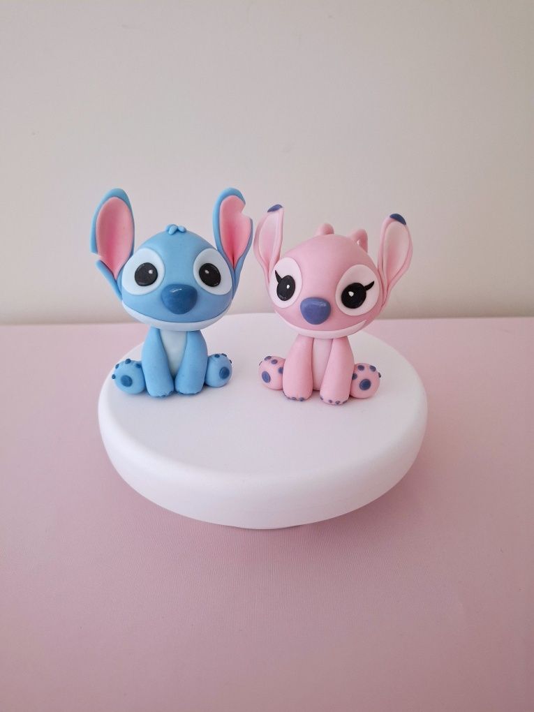Stitch angel duży zestaw figurka z masy cukrowej na tort