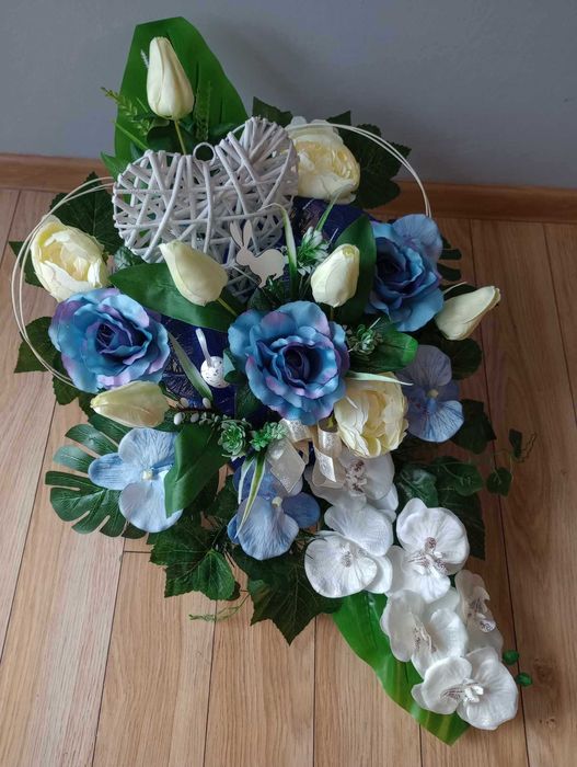 Stroik na grób KWIATY kompozycja wiosenna wielkanocna