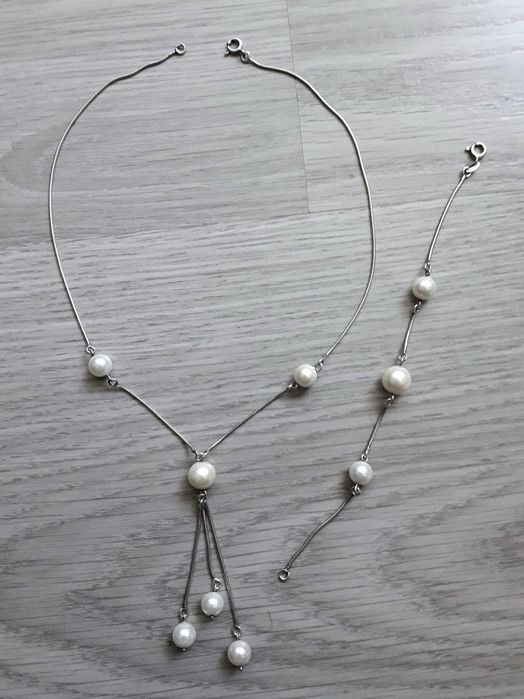 Гарнитур серебро ожерелье, браслет