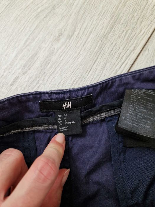 H&M granatowe spodnie chinos bawełniane 34