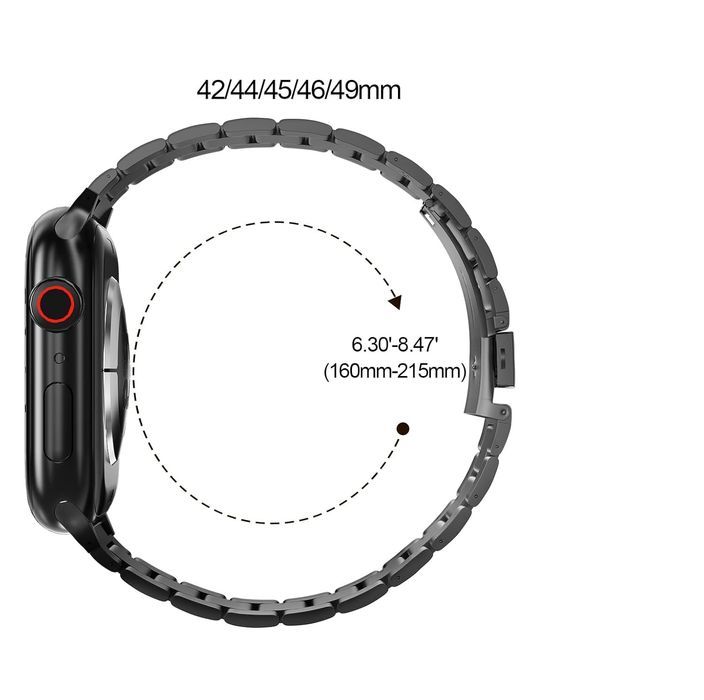 Pasek do Apple Watch Stal Regulowany 42-49 mm Czarny Złoty 2 szt