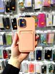 case, etui, pokrowiec z kieszonką na kartę Iphone 15, różowy