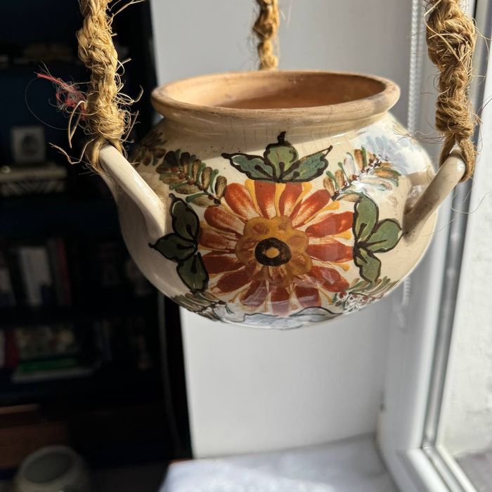 Doniczka/Wazon Wiszące Ceramika Bolesławiec PRL Ręcznie malowane