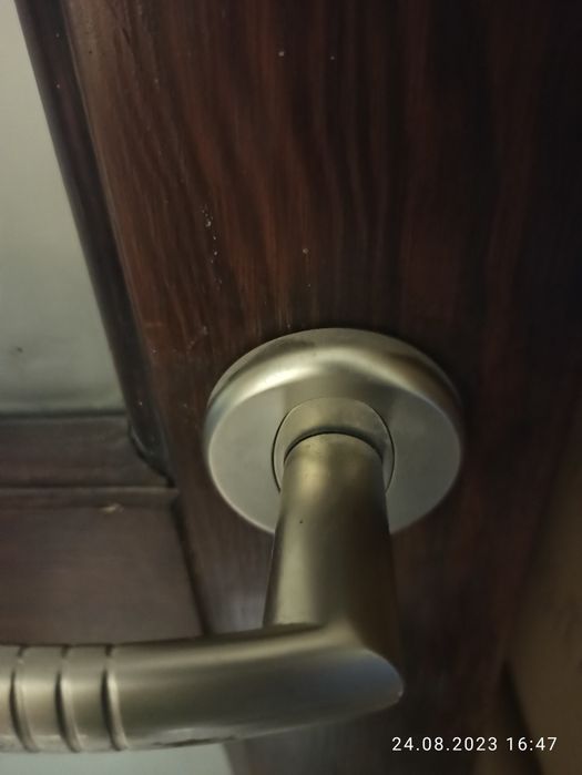 Drzwi wewnętrzne lite drewno + szyba mleczna