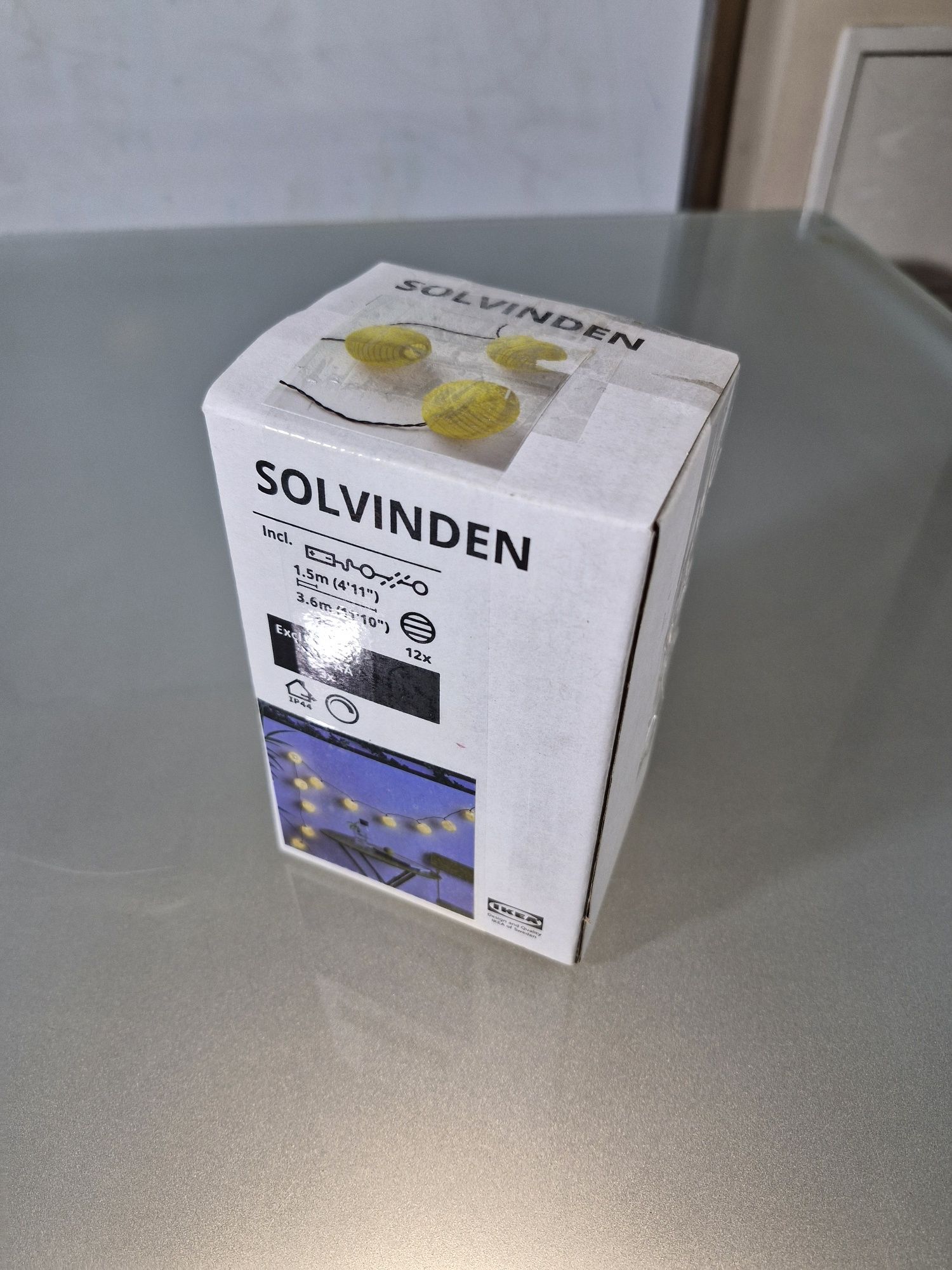 IKEA Solvinden Łańcuch Świetlny LED 12 Żarówek na Baterie Żółty